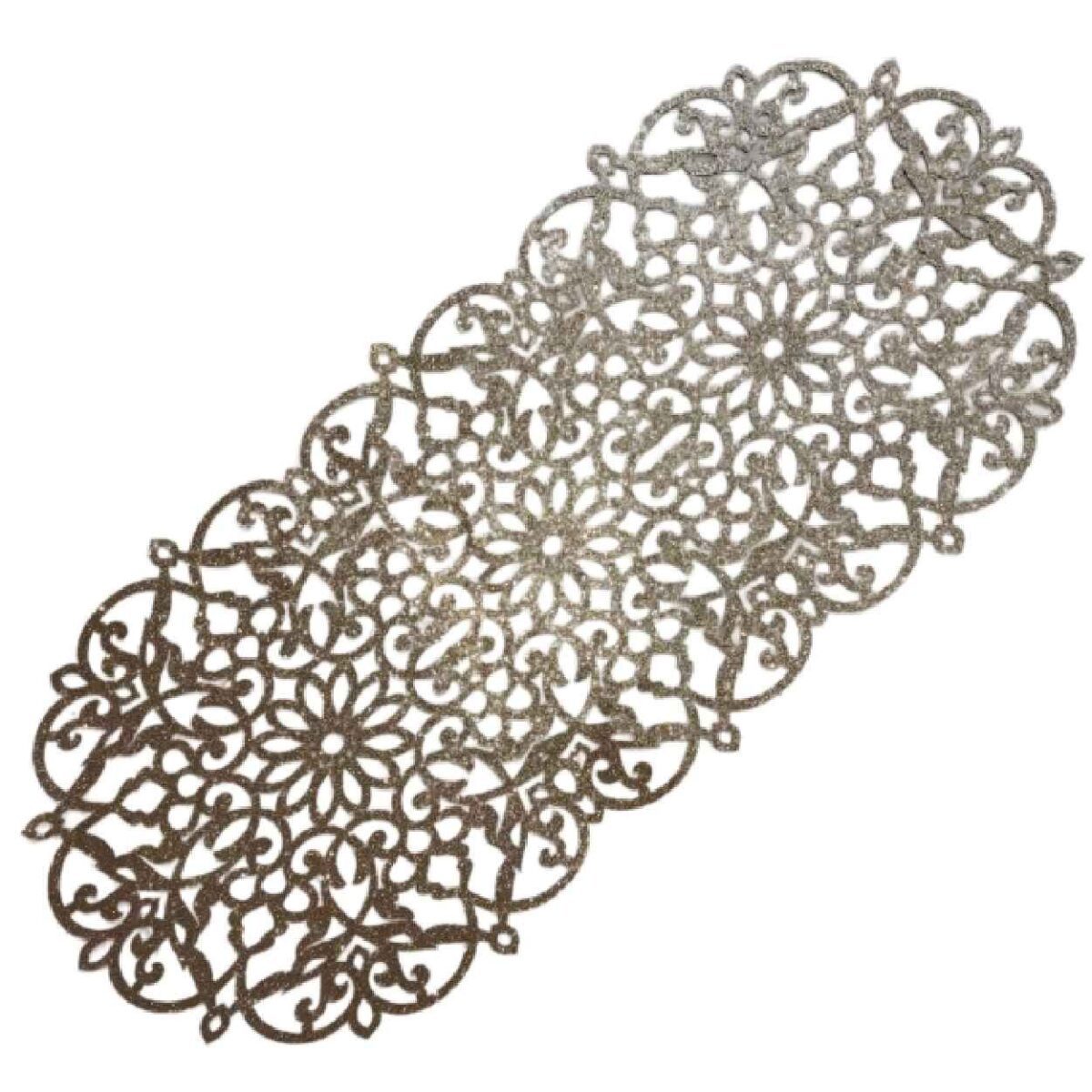 Price and Buy Table Runner Faux Leather with Glittering Elongated Circle Shape