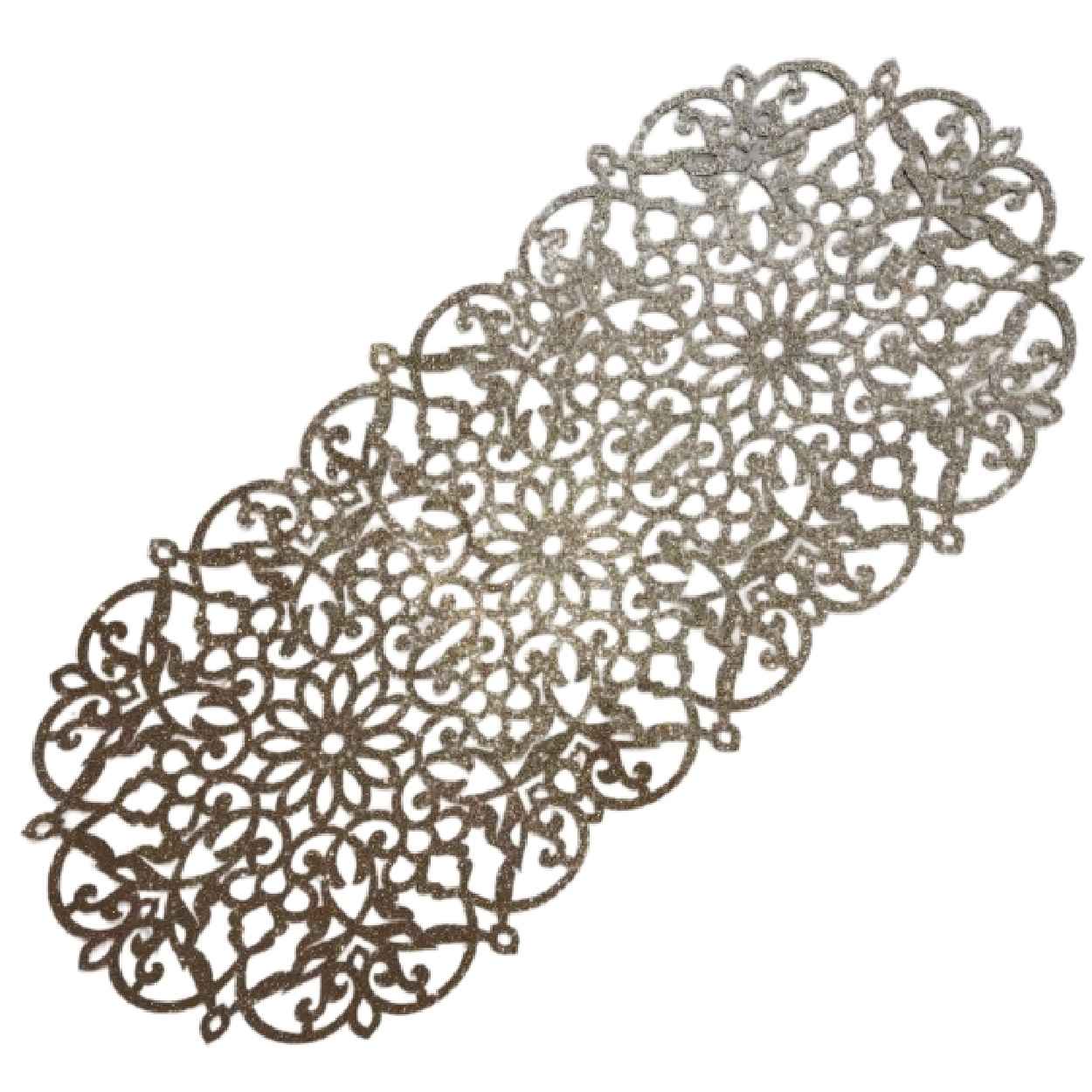 Price and Buy Table Runner Faux Leather with Glittering Elongated Circle Shape