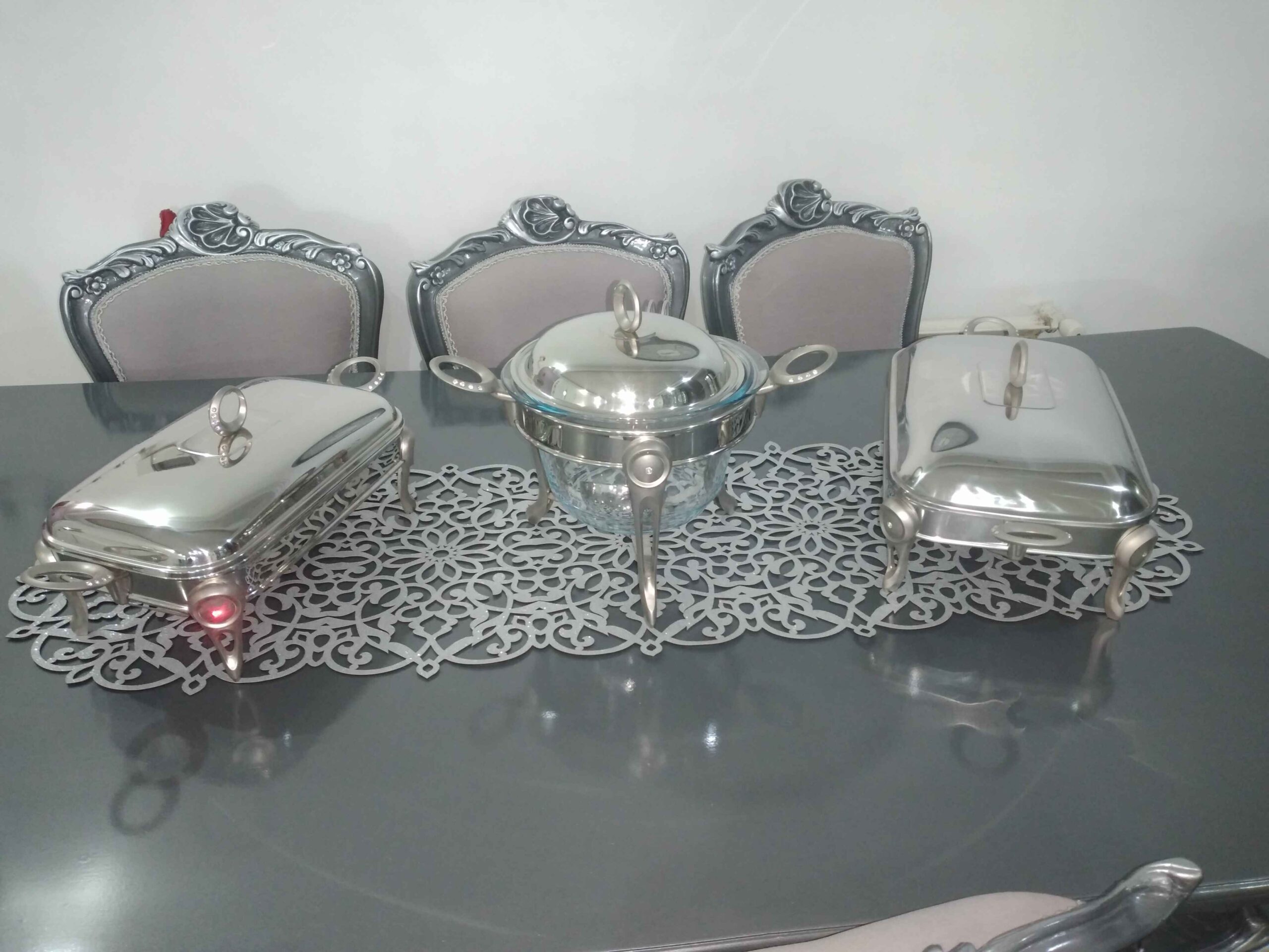 Price and Buy Table Runner Faux Leather with Glittering Elongated Circle Shape - Image 4