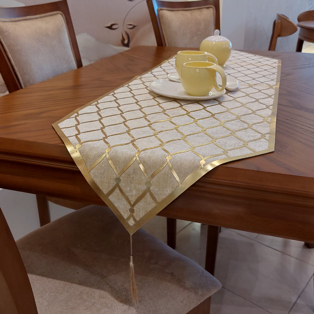 Price and Buy Table Runner in Leather & Velvet Ideal for Home Design - Image 3