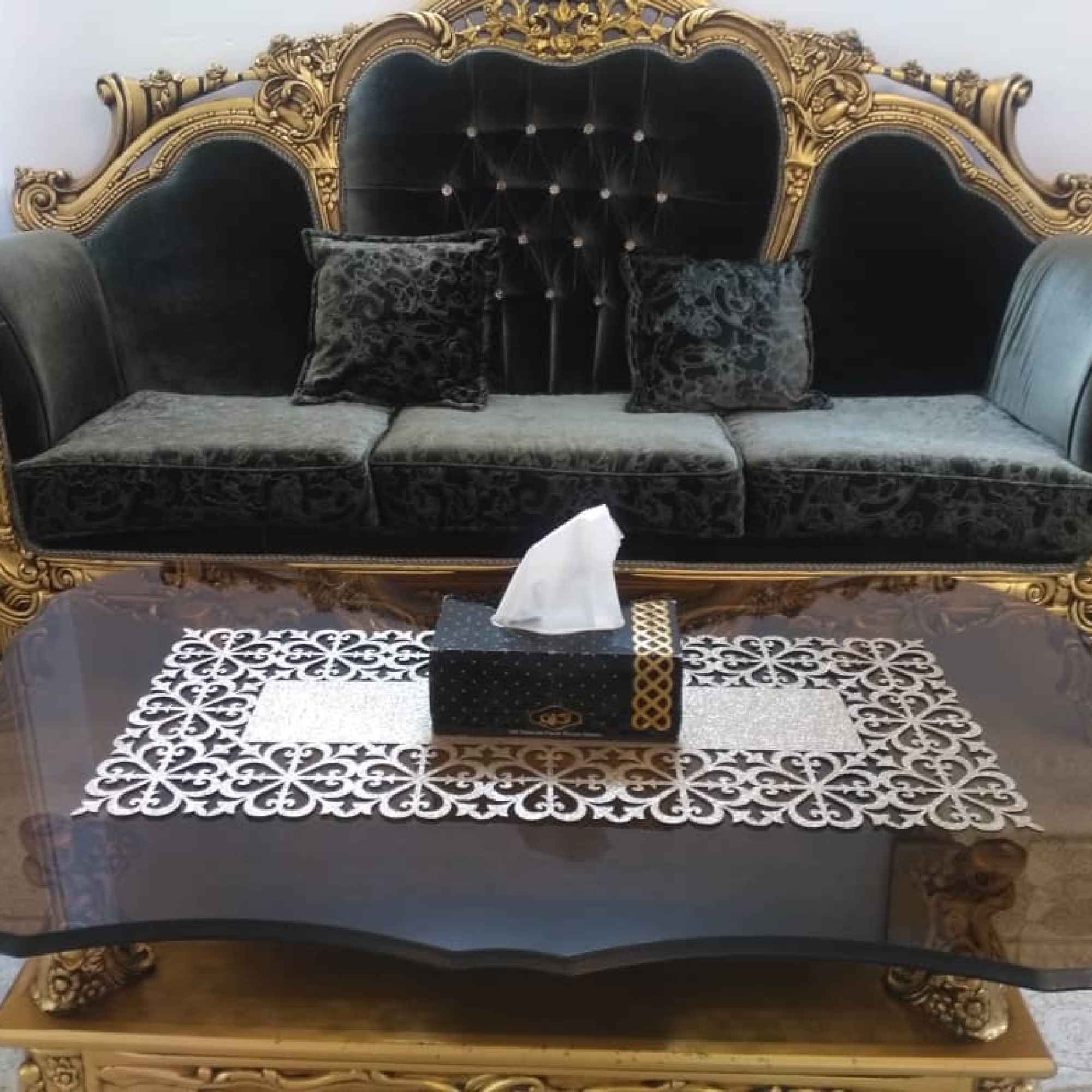 Price and Buy Table Runner with Chic Rectangular Glitter Faux Leather Elegance - Image 3