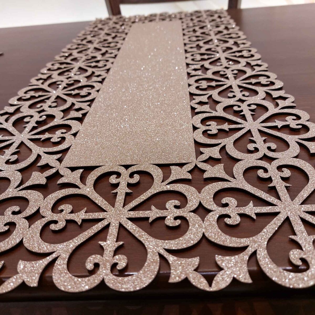 Price and Buy Table Runner with Chic Rectangular Glitter Faux Leather Elegance - Image 6