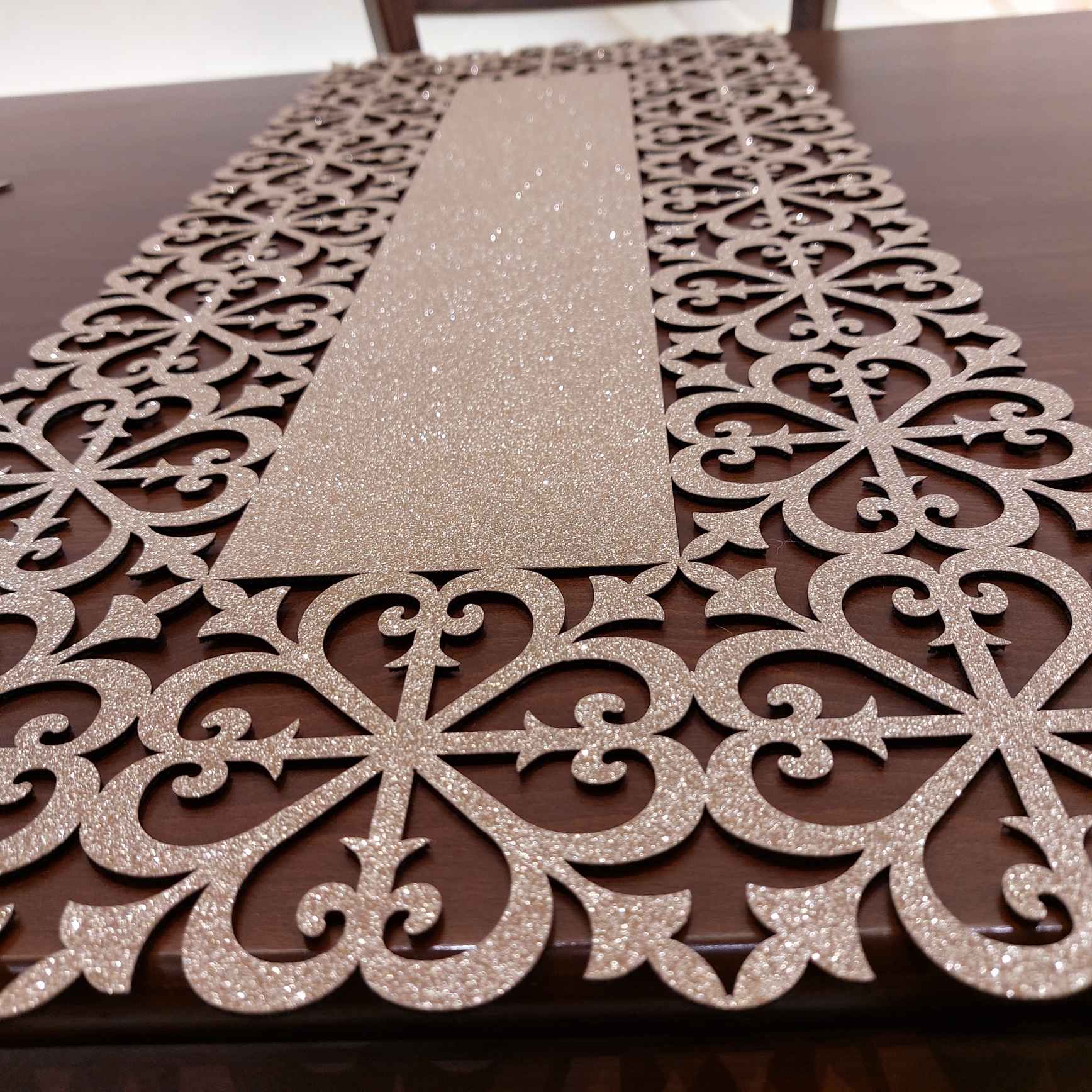 Price and Buy Table Runner with Chic Rectangular Glitter Faux Leather Elegance - Image 6