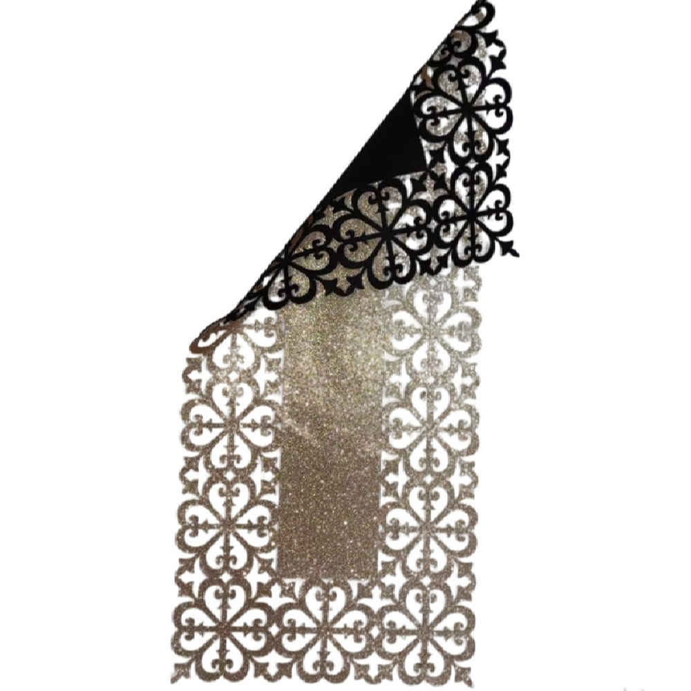 Price and Buy Table Runner with Chic Rectangular Glitter Faux Leather Elegance - Image 7