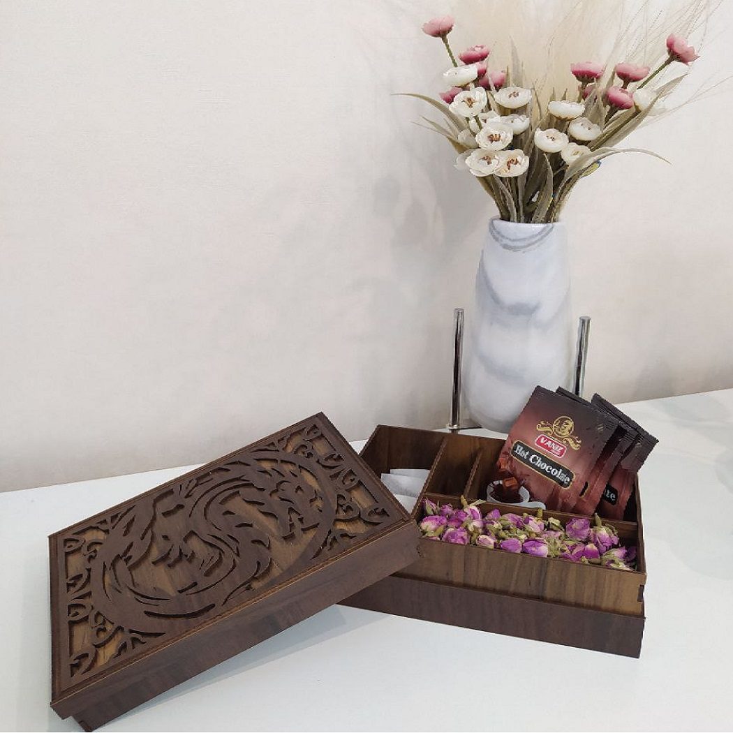 Price and Buy Tea Organizer with Four Slots and Matching Coasters - Image 3
