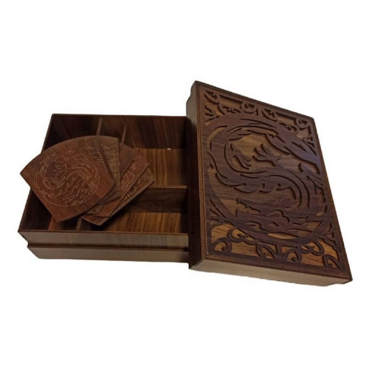 Price and Buy Tea Organizer with Four Slots and Matching Coasters - Image 4