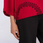 Price and Buy Three Quarter Sleeve Blouse for Women – Relaxed Fit in Red - Image 4
