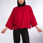 Price and Buy Three Quarter Sleeve Blouse for Women – Relaxed Fit in Red - Image 5