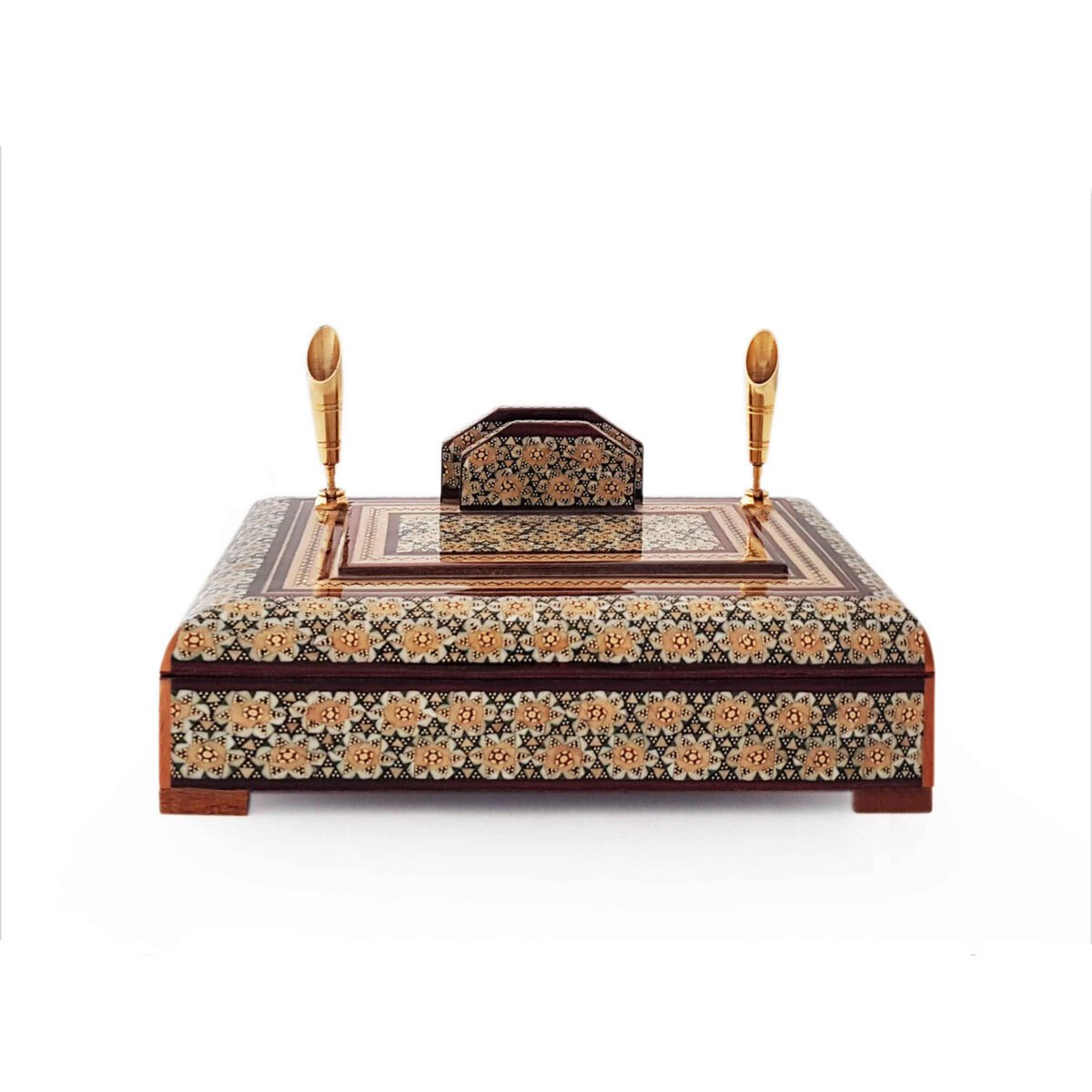 Price and Buy Timeless Style – Handcrafted Persian Desk Holder with Khatam Inlay