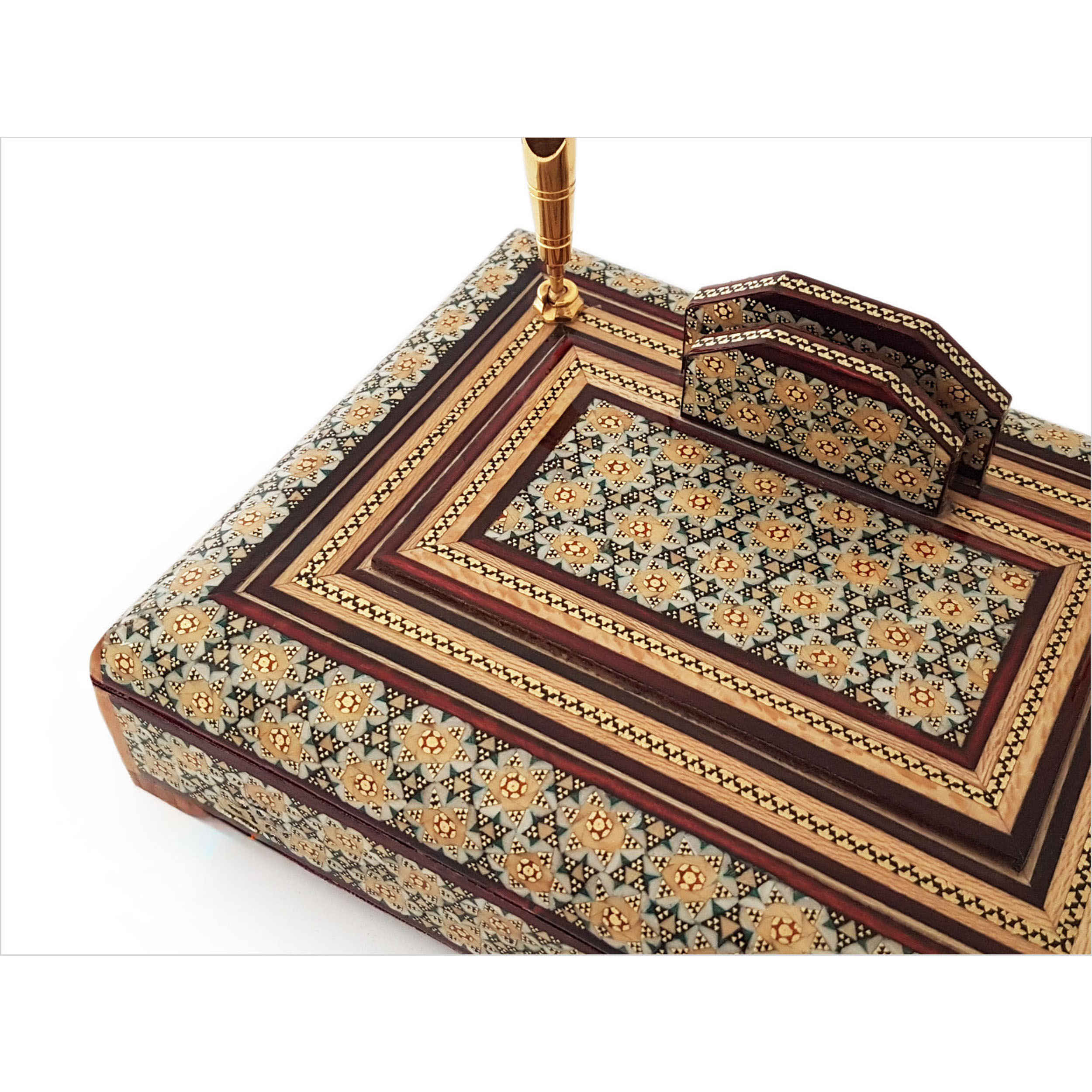 Price and Buy Timeless Style – Handcrafted Persian Desk Holder with Khatam Inlay - Image 3