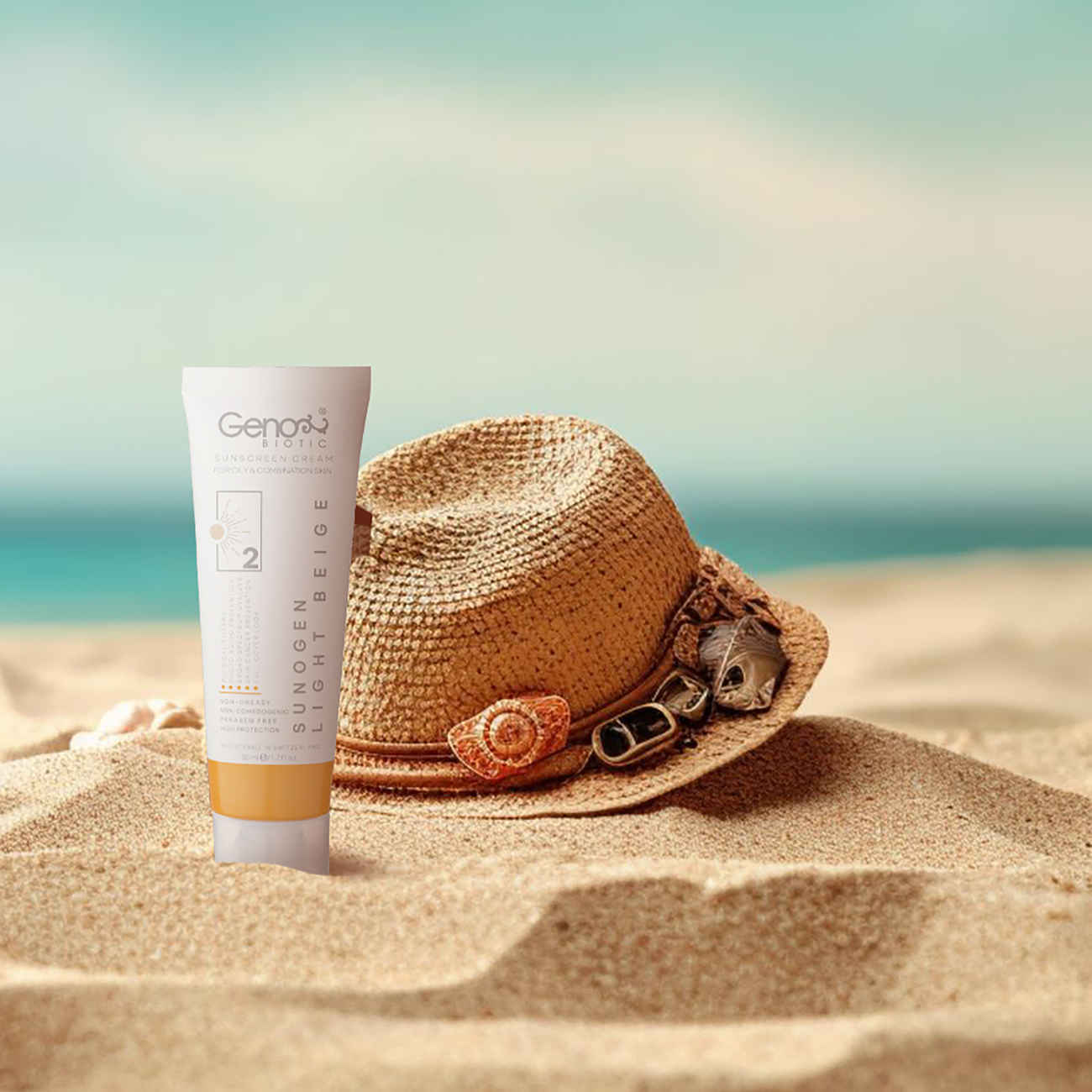 Price and Buy Tinted Sunscreen Cream – Geno Biotic SPF50 Light Beige Color- Suitable for Oily & Combination Skin (pack of 2) - Image 6