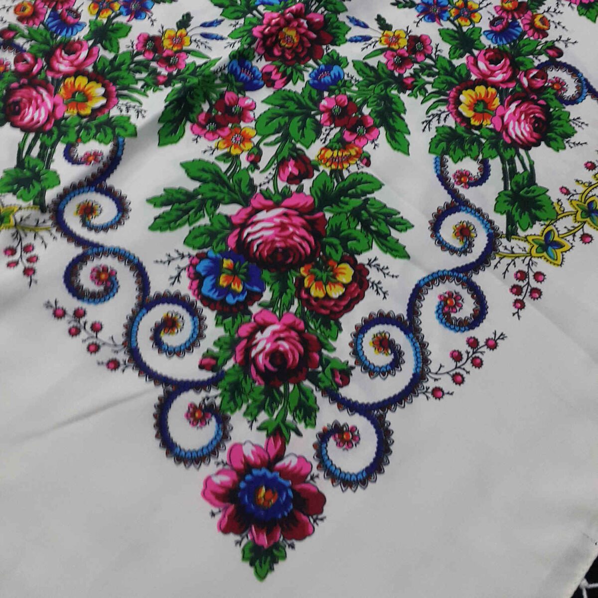 Price and Buy Torkaman Ethnic Scarf – Elegance and Tradition with Floral Design in White - Image 4