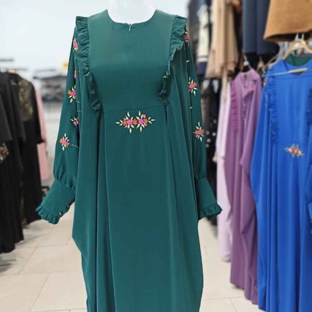 Price and Buy Traditional Abaya for Muslim Women Floral with Soft Crepe Fabric - Image 4