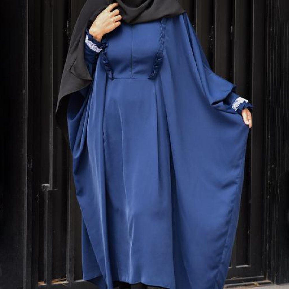 Price and Buy Traditional Butterfly Abaya for Women – Soft Navy Blue Crepe Fabric
