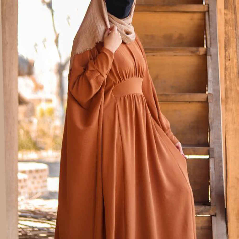 Price and Buy Traditional Butterfly Abaya for Women – Soft Orange Crepe Fabric - Image 4