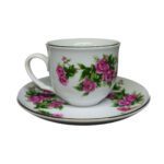 Price and Buy Traditional Ceramic Cup & Saucer Set – 12-Piece with Red Rose Motif