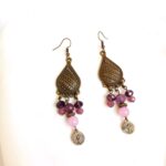 Price and Buy Traditional Necklace and Earring Set with Purple Jade Stone and Purple Crystal. - Image 3