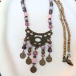 Price and Buy Traditional Necklace and Earring Set with Purple Jade Stone and Purple Crystal. - Image 4