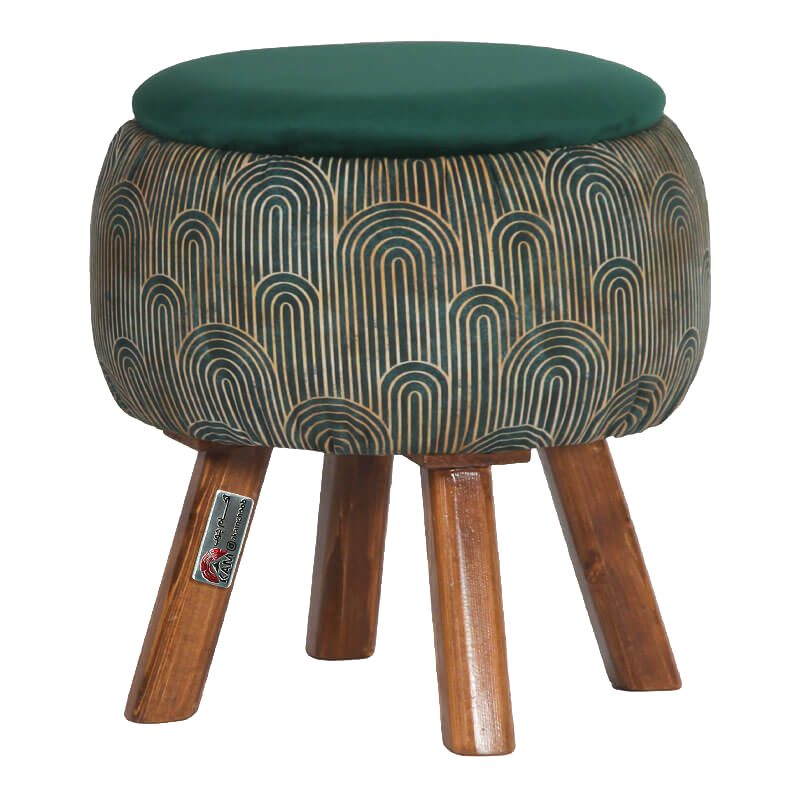 Price and Buy Traditional Persian Footstool with Wooden Legs in Green