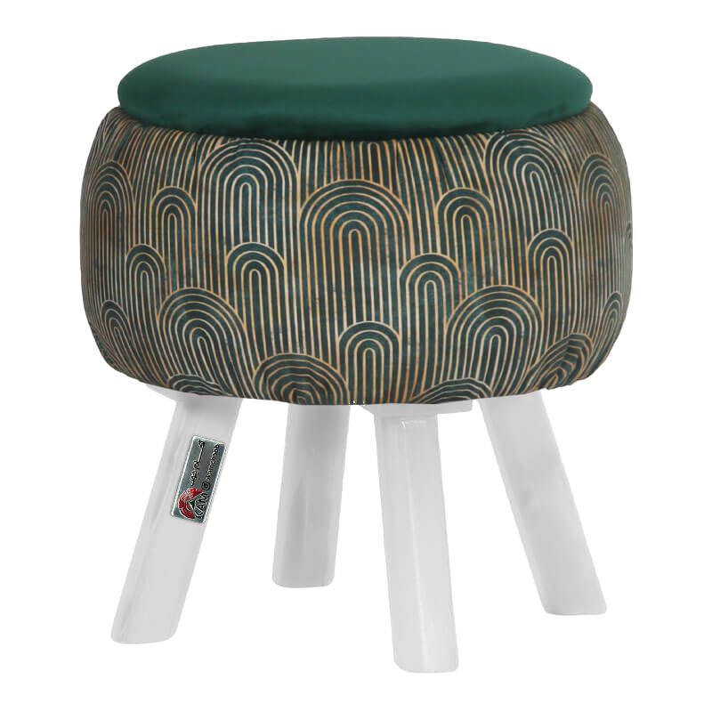 Price and Buy Traditional Persian Footstool with Wooden Legs in Green - Image 3