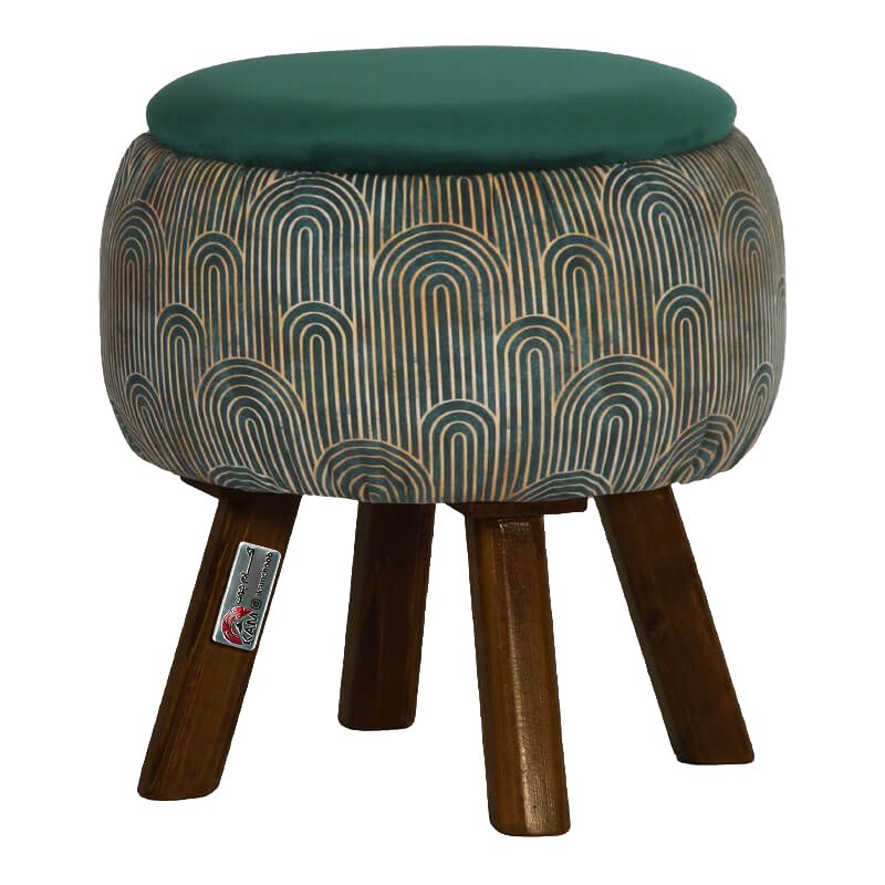 Price and Buy Traditional Persian Footstool with Wooden Legs in Green - Image 5