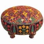 Price and Buy Traditional Persian Velvet Ottoman – Seven Vibrant Colors & Carved Wooden Legs