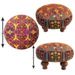 Price and Buy Traditional Persian Velvet Ottoman – Seven Vibrant Colors & Carved Wooden Legs - Image 3