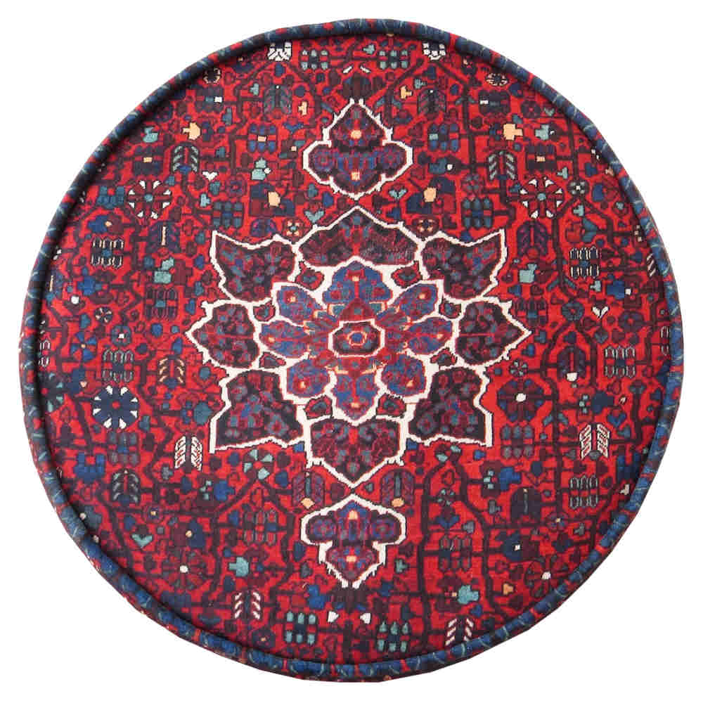 Price and Buy Traditional Red Persian Footstool with Wooden Legs and Velvet Fabric Arka - Image 4