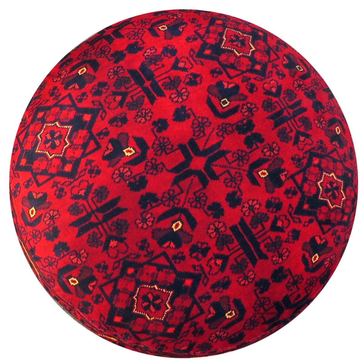 Price and Buy Traditional Red Persian Footstool with Wooden Legs and Velvet Fabric Artemis - Image 7