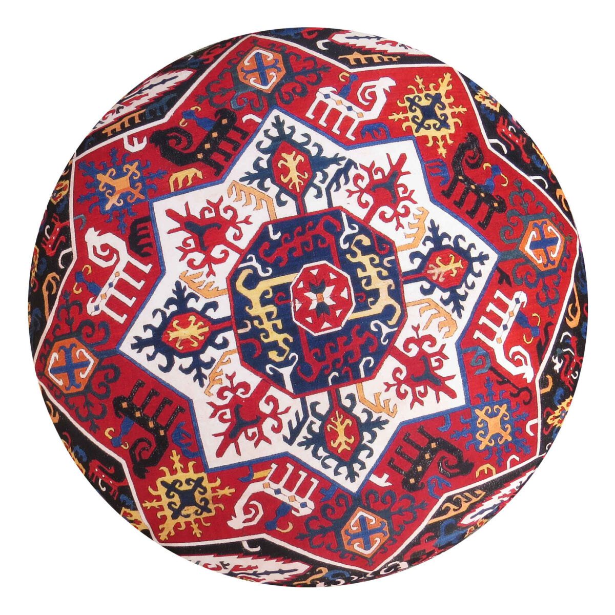 Price and Buy Traditional Red Persian Footstool with Wooden Legs and Velvet Fabric - Image 5