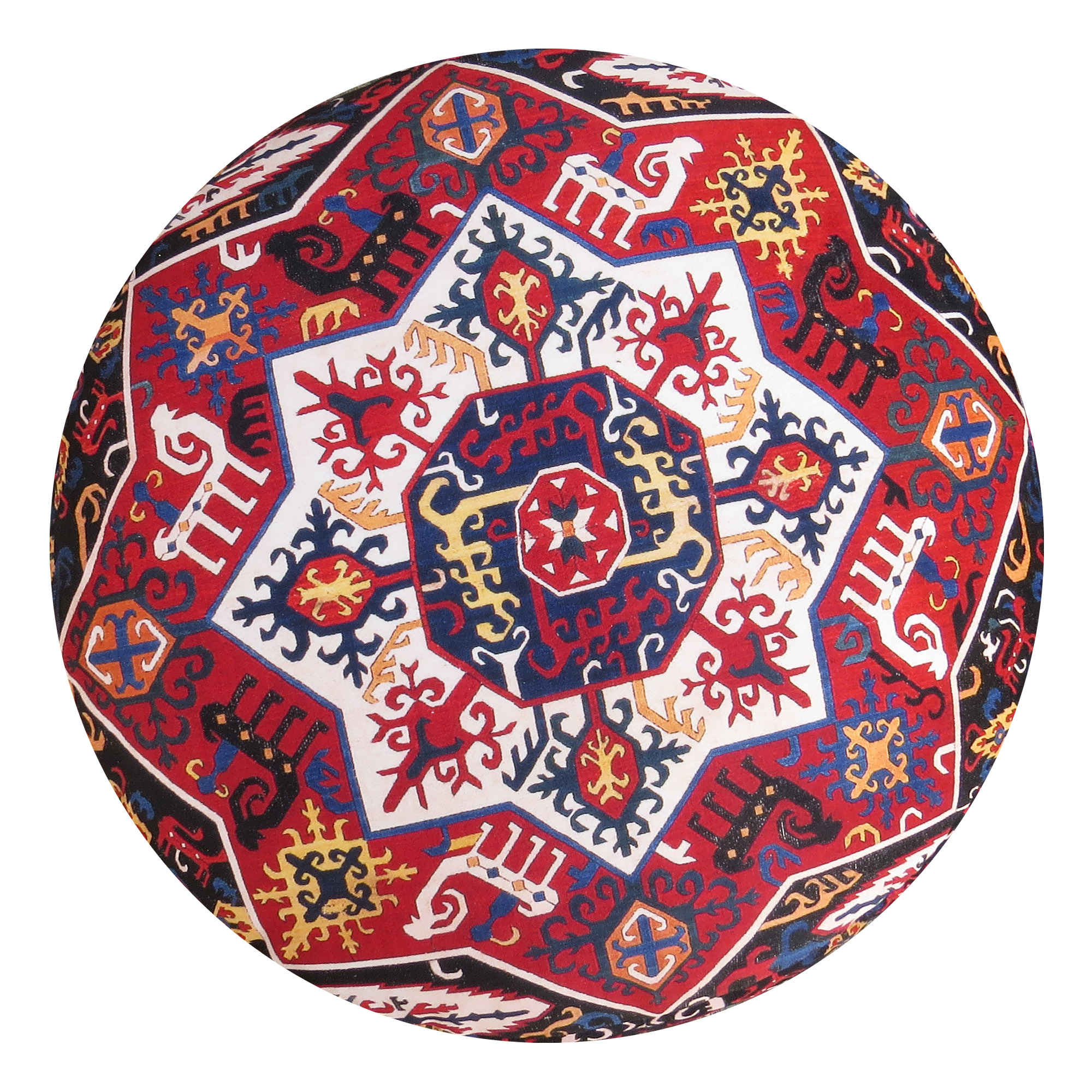Price and Buy Traditional Red Persian Footstool with Wooden Legs and Velvet Fabric - Image 5