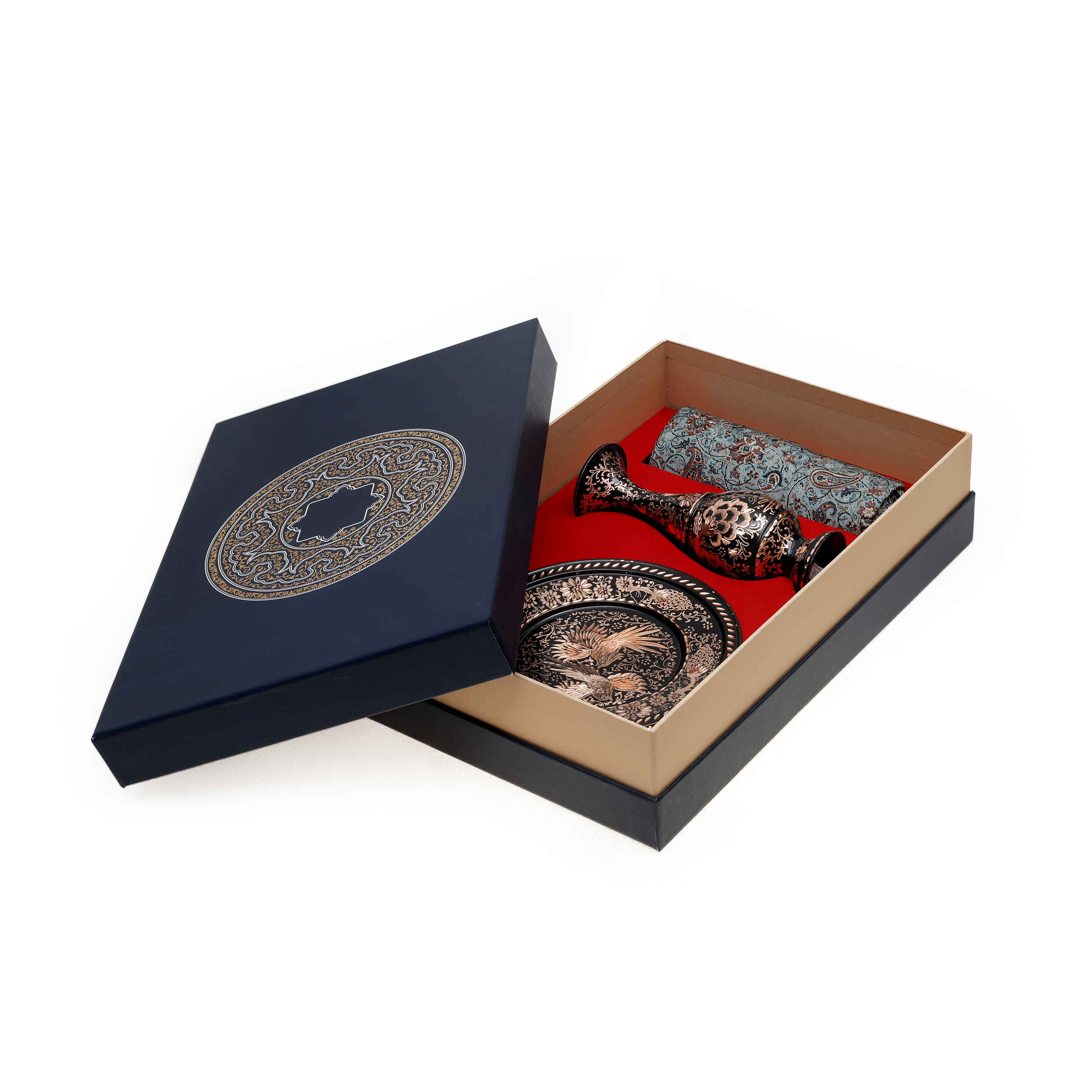 Price and Buy Treasured Persian Artisanal Gift Set Engraved Copper Plate & Vase - Image 4
