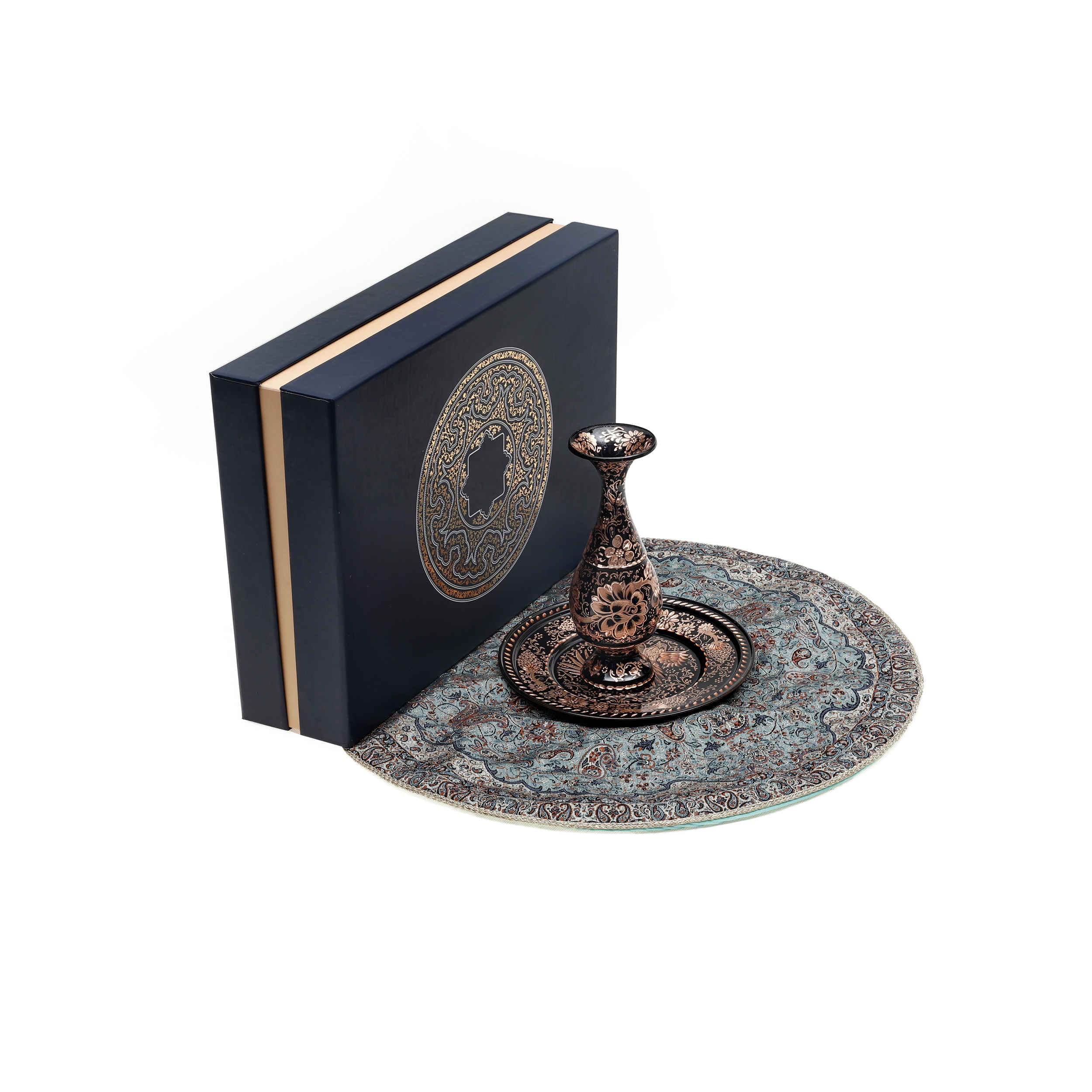 Price and Buy Treasured Persian Artisanal Gift Set Engraved Copper Plate & Vase - Image 7