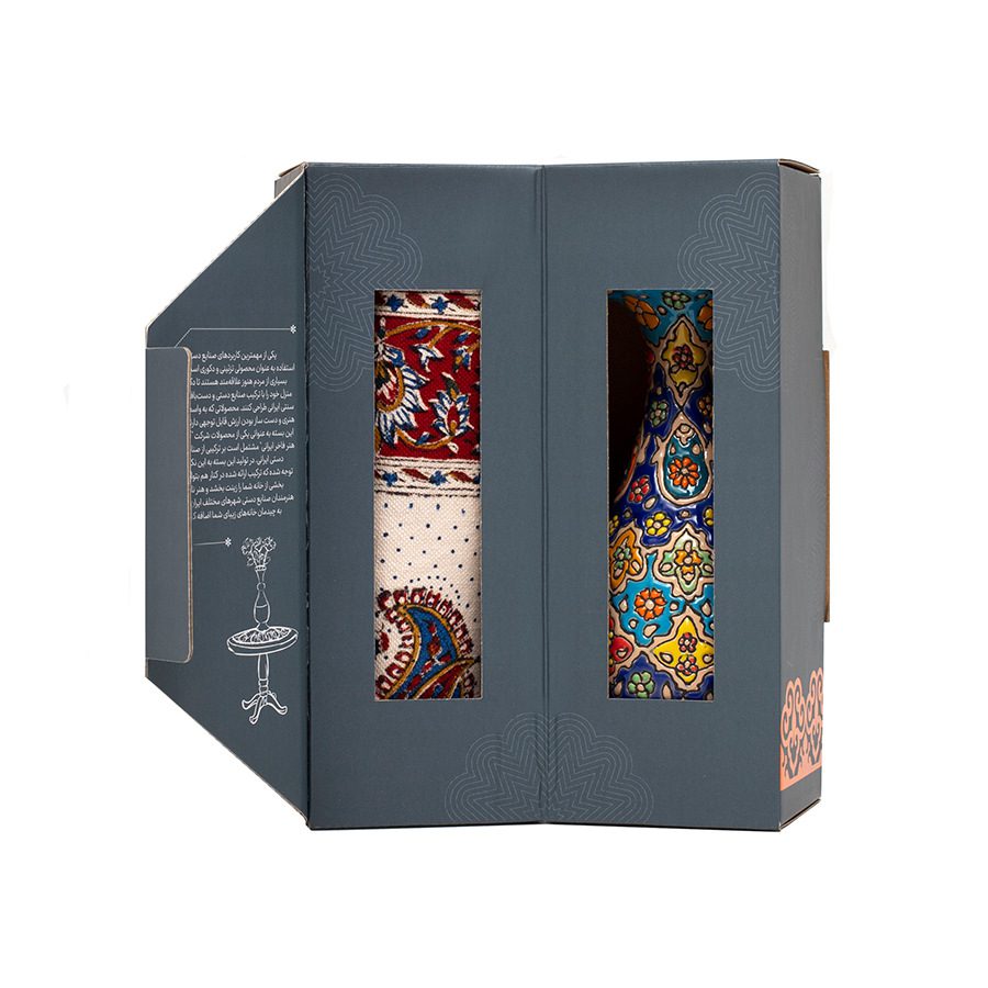 Price and Buy Treasured Persian Artisanal Gift Set Minakari Vase & Tablecloth - Image 6