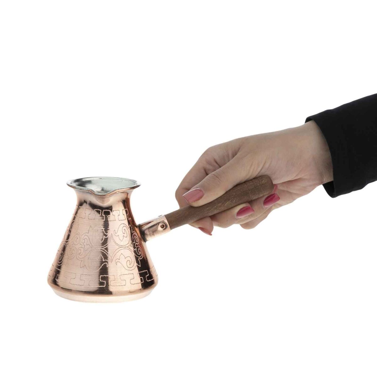 Price and Buy Turkish Coffee Pot – Traditional Hammered Copper Cezve / Ibrik, Sun - Image 3