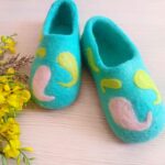 Price and Buy Turquoise Wool Felt Slippers with Distinctive Paisley Pattern