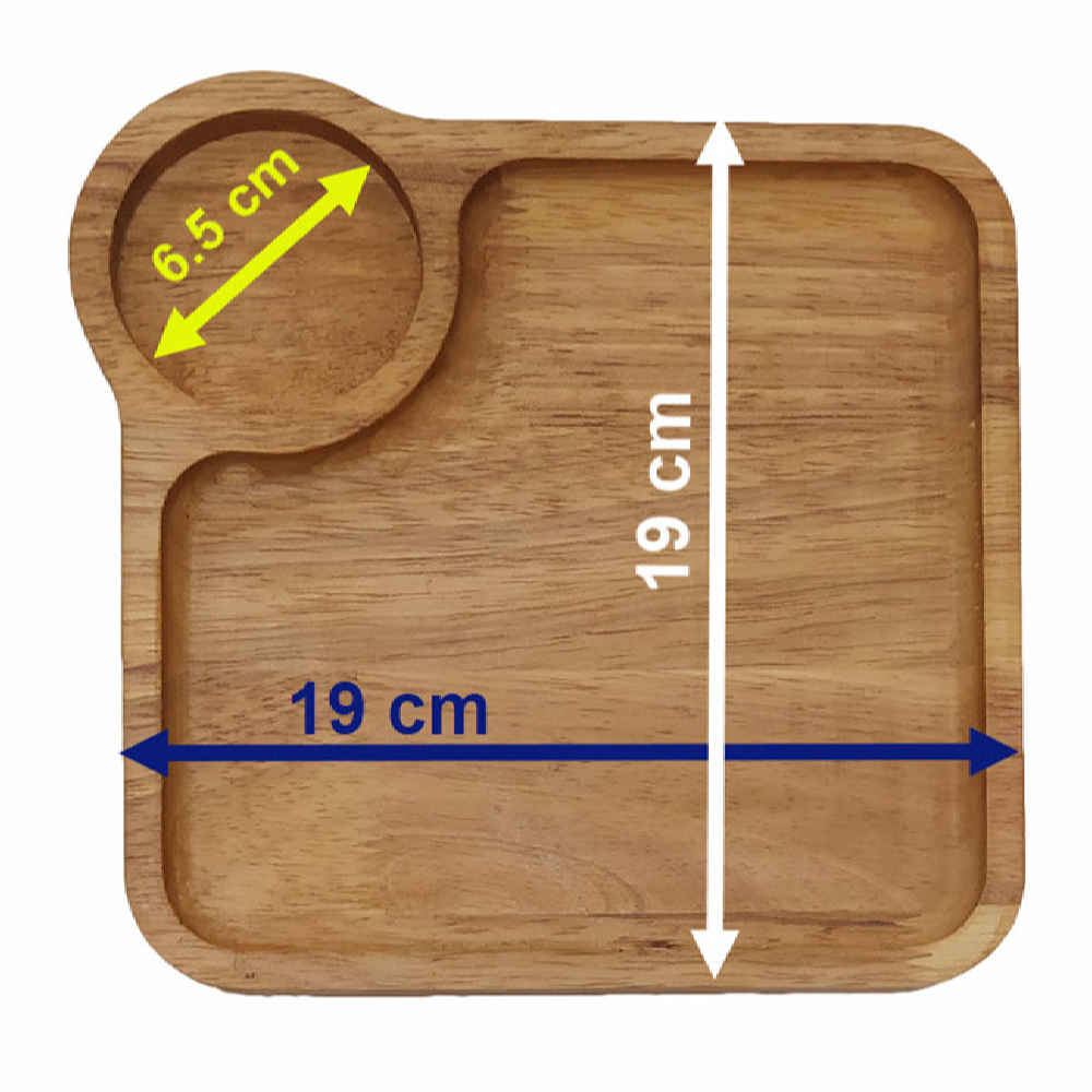 Price and Buy Two-Section Wooden Tray with Cup Holder – Model Square - Image 3