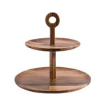 Price and Buy Two-Tier Wooden Serving Stand with Handle