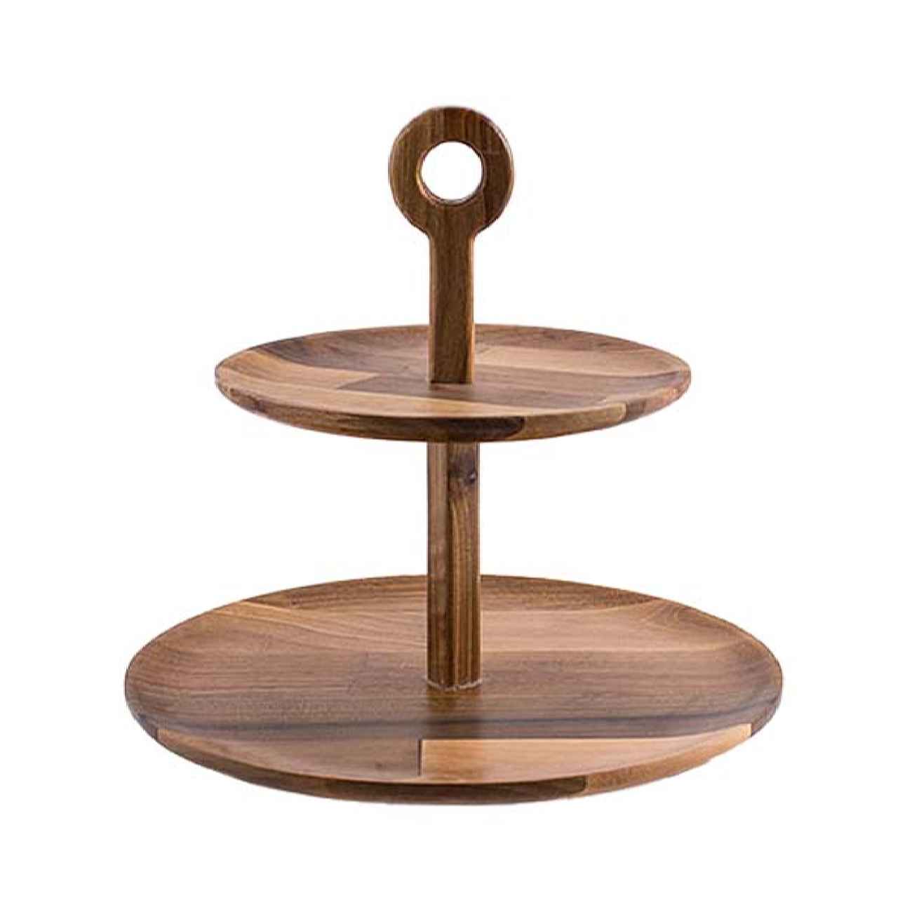 Price and Buy Two-Tier Wooden Serving Stand with Handle_69012e08e88f4.jpeg Price and Buy Two-Tier Wooden Serving Stand with Handle - Image 1