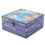 Price and Buy Unique Wooden Tea Box with a World Map Print