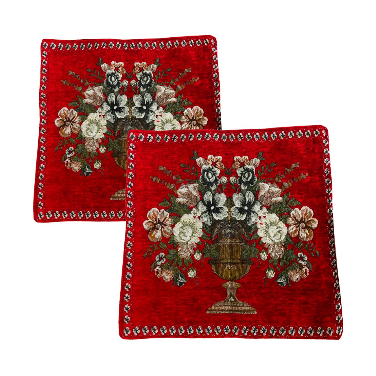 Price and Buy Velvet Cushion Cover One-Sided – Flower Vase Design (Set of 2)