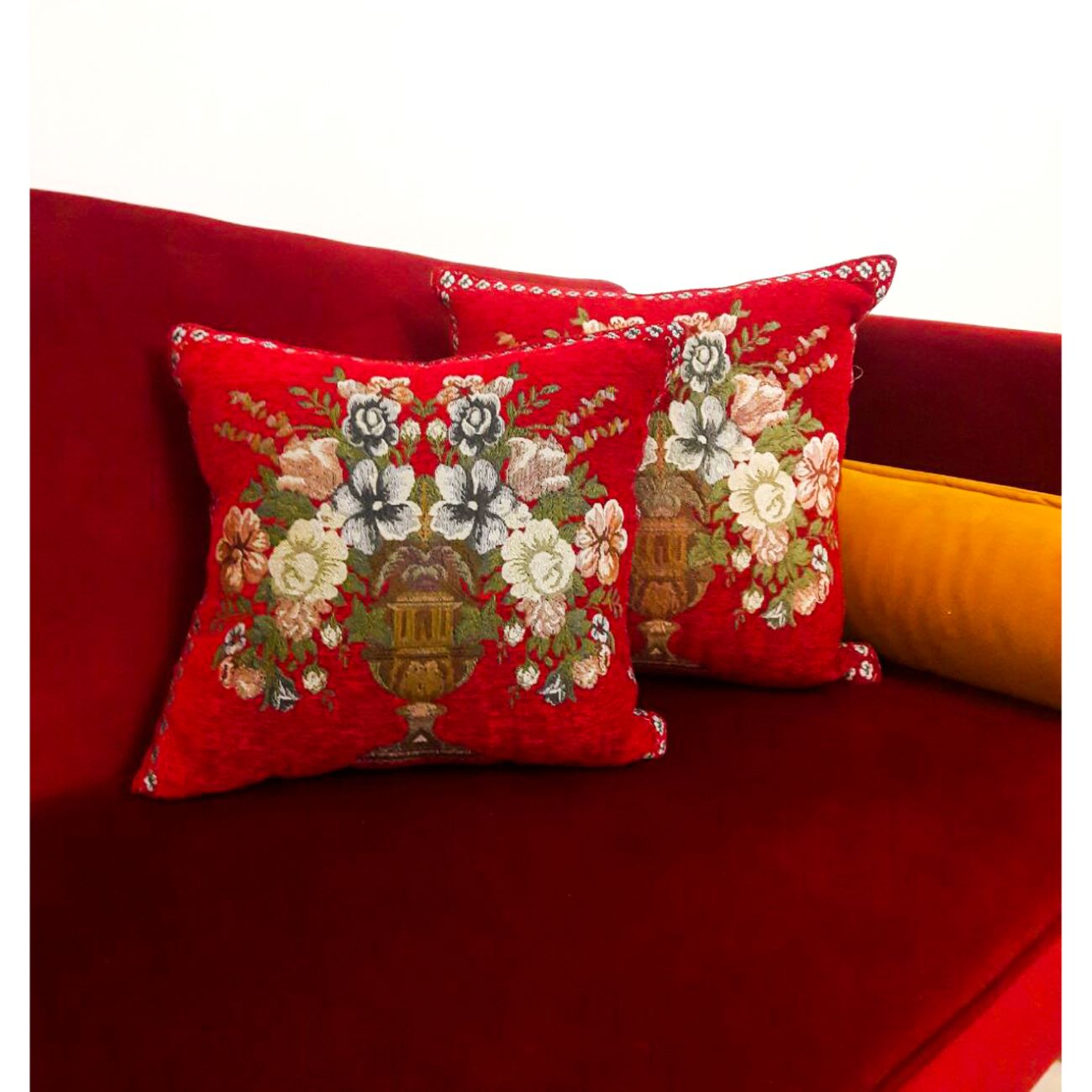 Price and Buy Velvet Cushion Cover One-Sided – Flower Vase Design (Set of 2) - Image 3