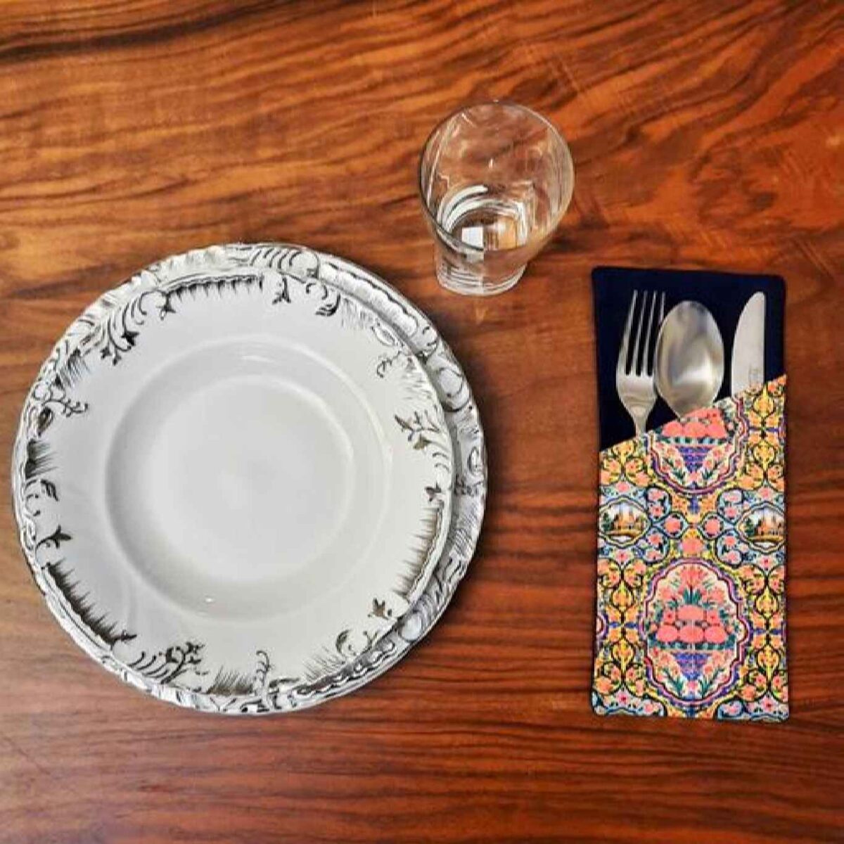 Price and Buy Velvet Cutlery Pouch – Intricate Floral Design for Stylish Settings - Image 3