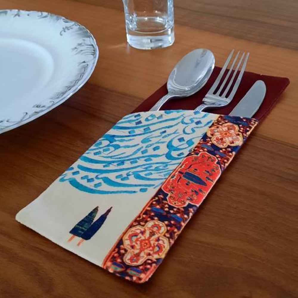Price and Buy Velvet Cutlery Pouch with Persian Calligraphy – Chic Table Setting