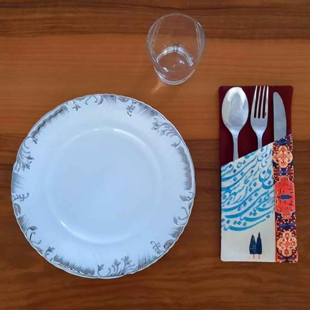Price and Buy Velvet Cutlery Pouch with Persian Calligraphy – Chic Table Setting - Image 3