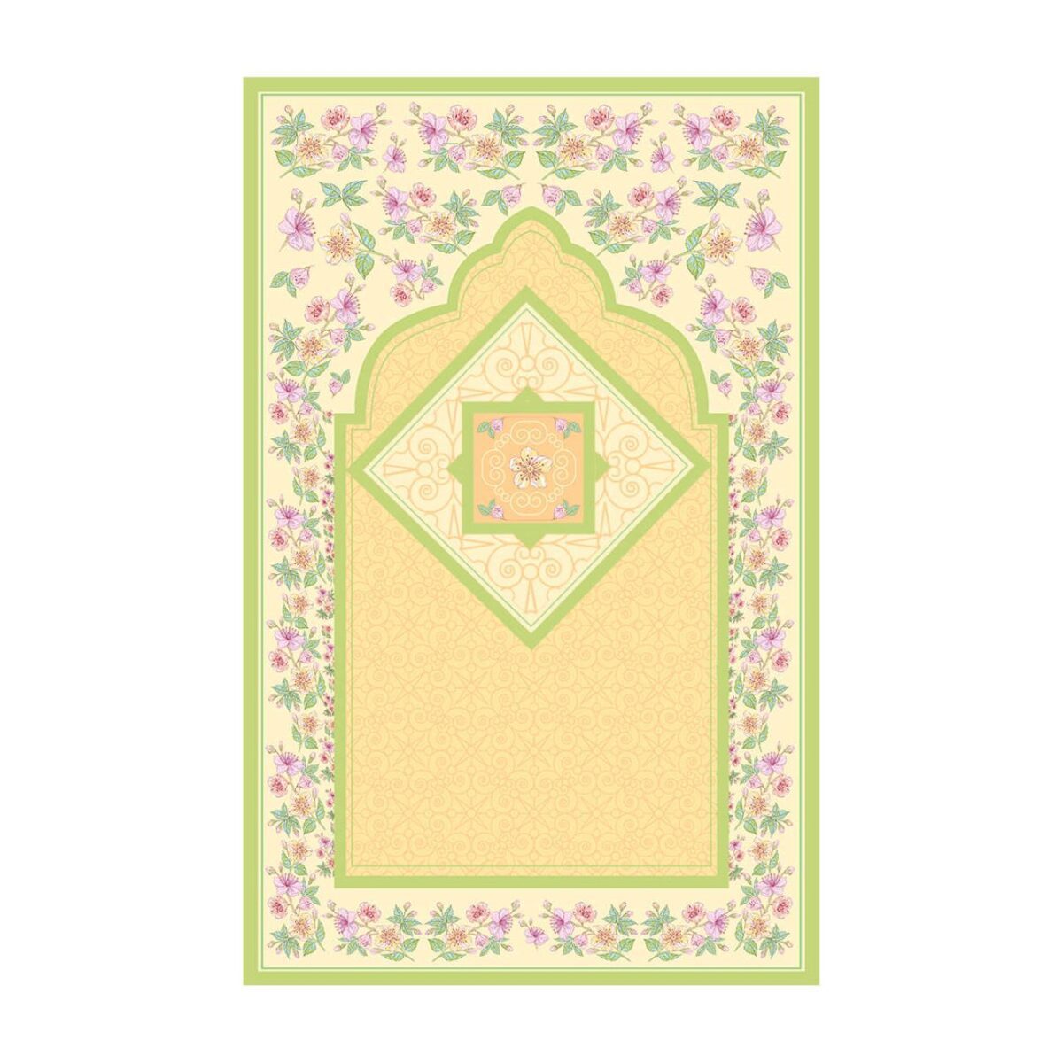 Price and Buy Velvet Islamic Prayer Mat Janamaz for Muslims Floral Yellow