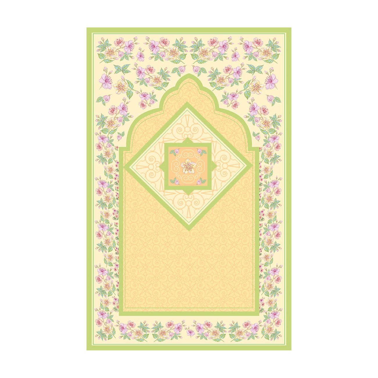 Price and Buy Velvet Islamic Prayer Mat Janamaz for Muslims Floral Yellow