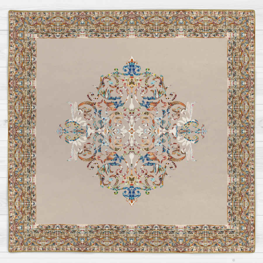 Price and Buy Velvet Tablecloth Persian Elegance Inspired Design Cream