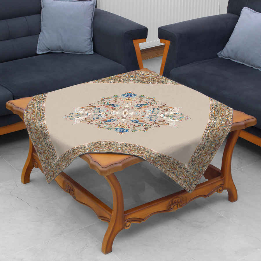 Price and Buy Velvet Tablecloth Persian Elegance Inspired Design Cream - Image 3