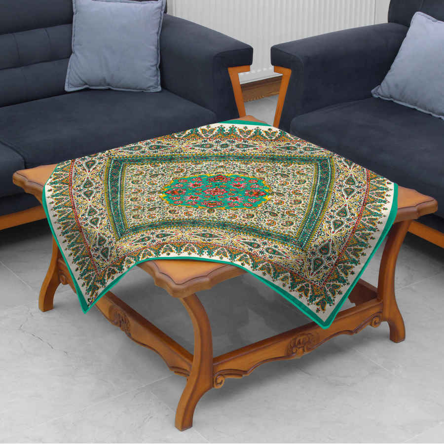 Price and Buy Velvet Tablecloth Persian Elegance Inspired Design Turquoise